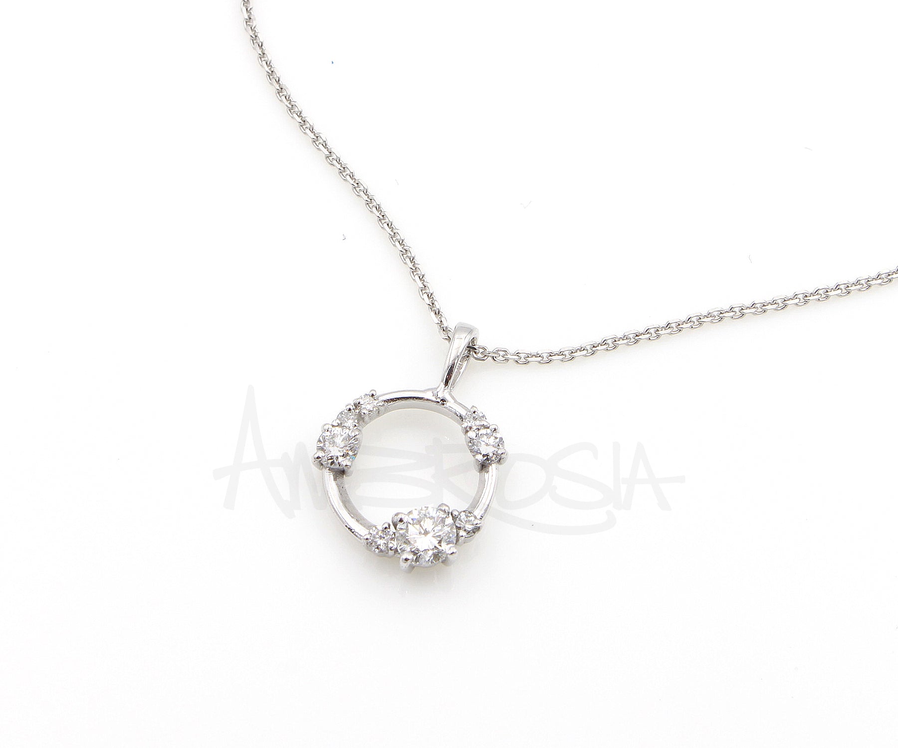 Round Modern Diamond Swirl Pave Necklace