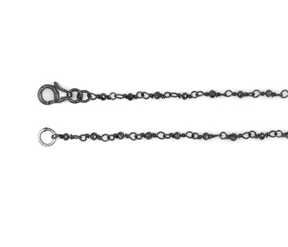 Gemstone Beaded Spinel Black Rhodium Silver Chain