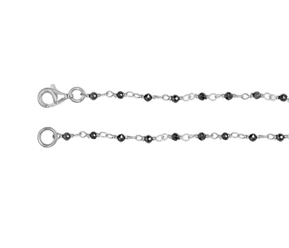 Gemstone Beaded Black Spinel Silver Chain