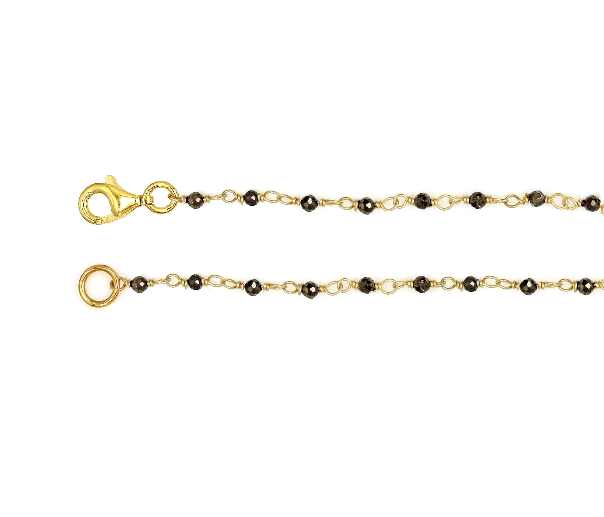 Gemstone Beaded Black Spinel Gold Chain