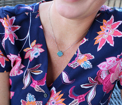 Classic Square Rainbow Opal Necklace