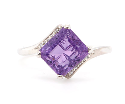 Starburst Amethyst Diamond Bypass Ring