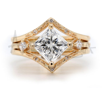 Princess Cut Diamond Starburst Wedding Ring