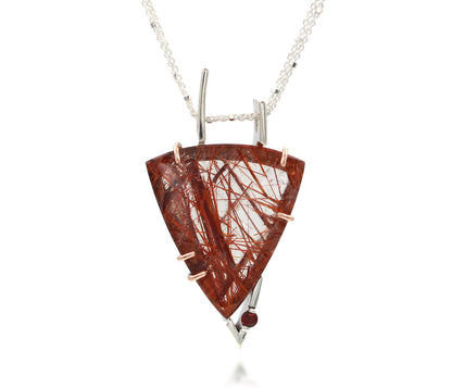 Stunning Strawberry Rutilated Quartz Garnet Necklace