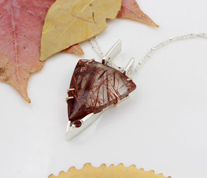 Stunning Strawberry Rutilated Quartz Garnet Necklace