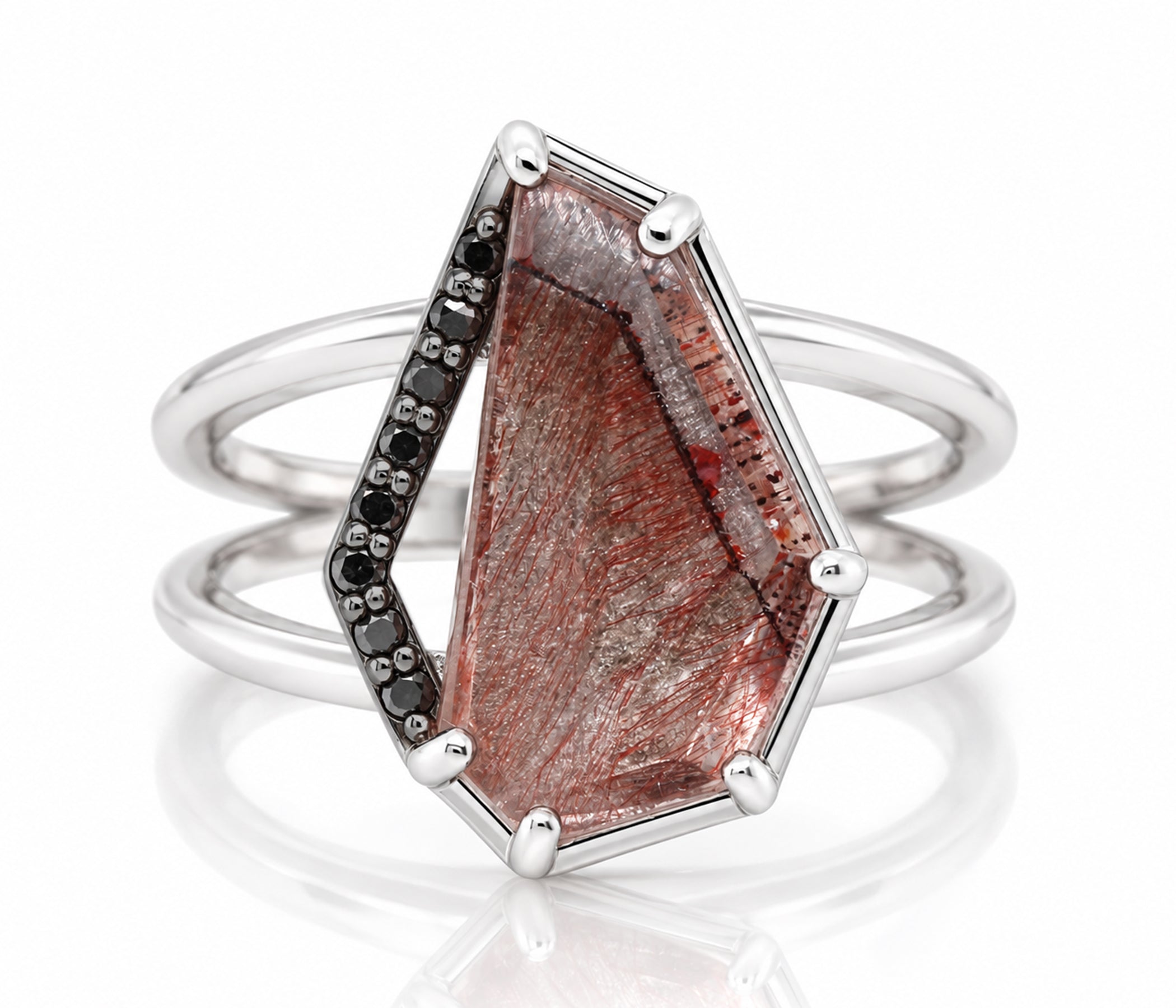 Geometric Super 7 Black Diamond Ring