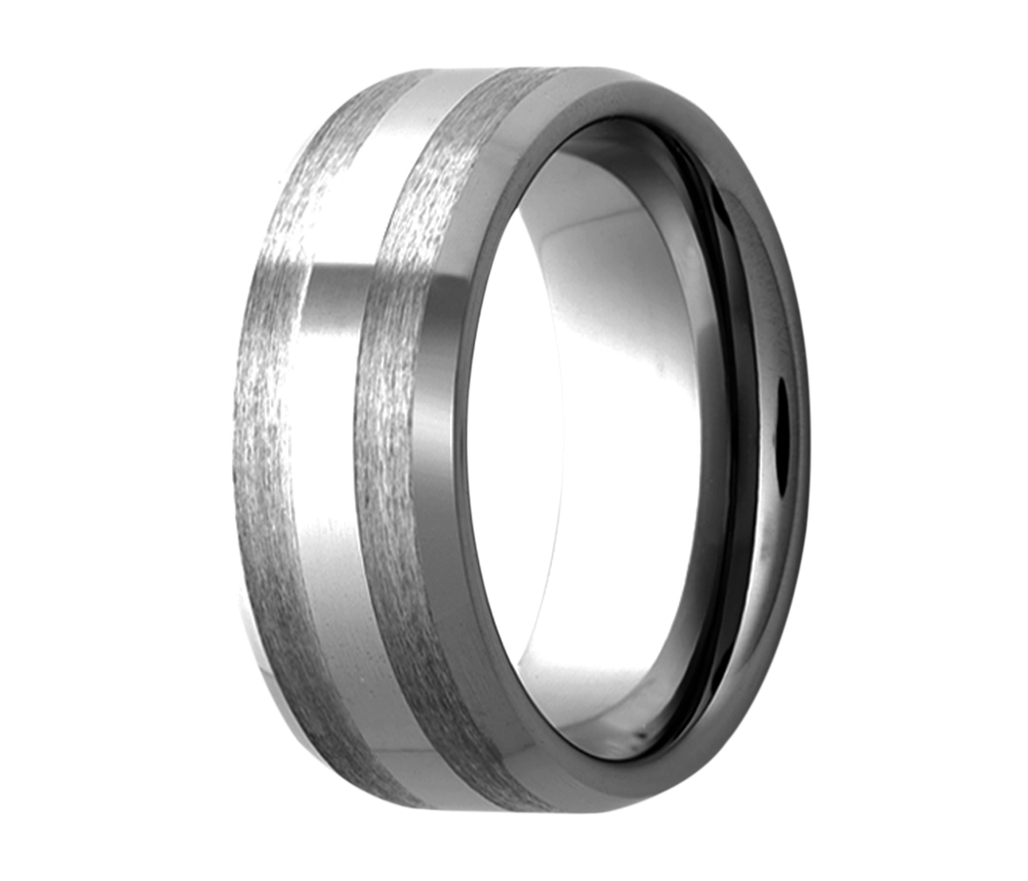 Tungsten Classic Beveled Edge Polished Center Ring