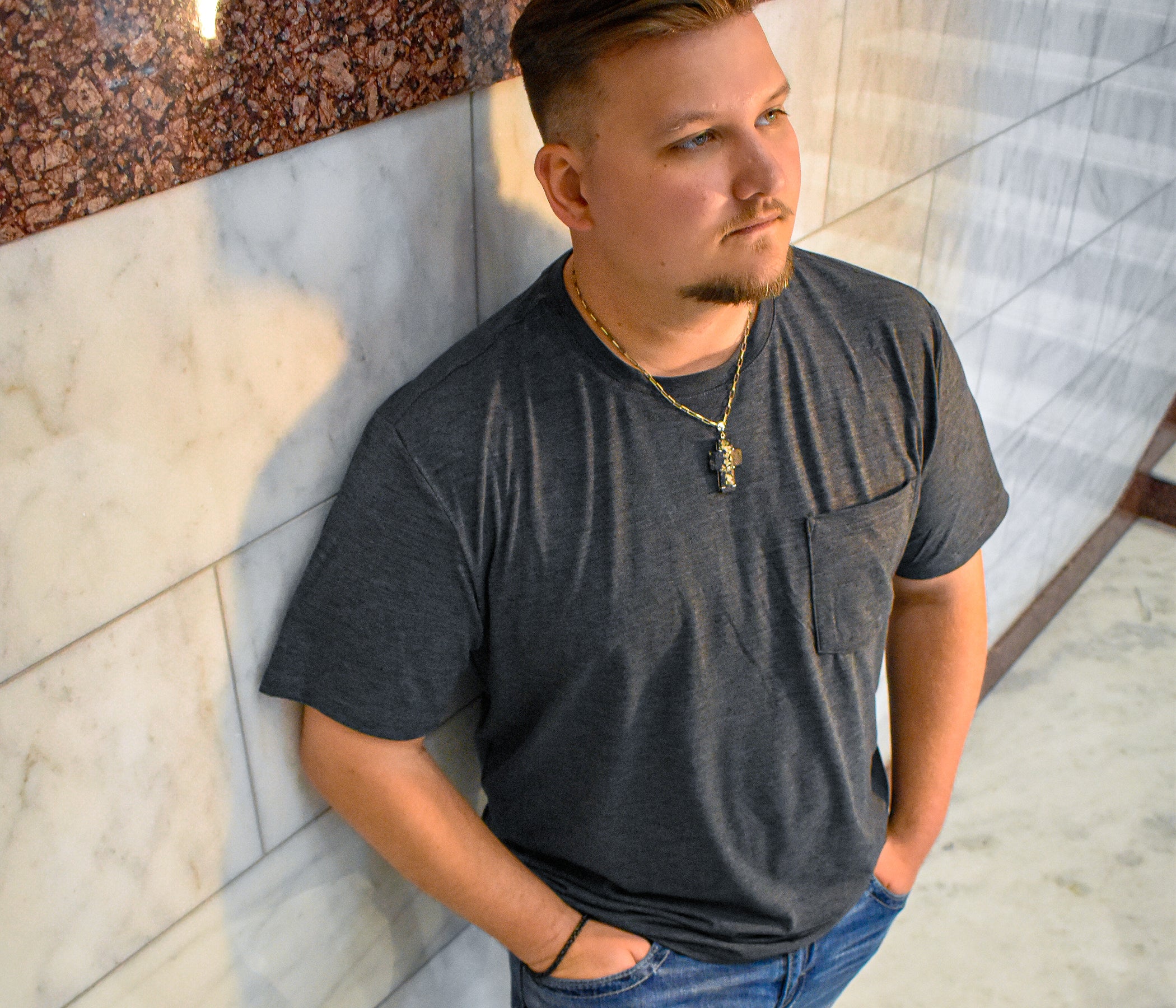 Textured Nugget Pyrite Cross Necklace