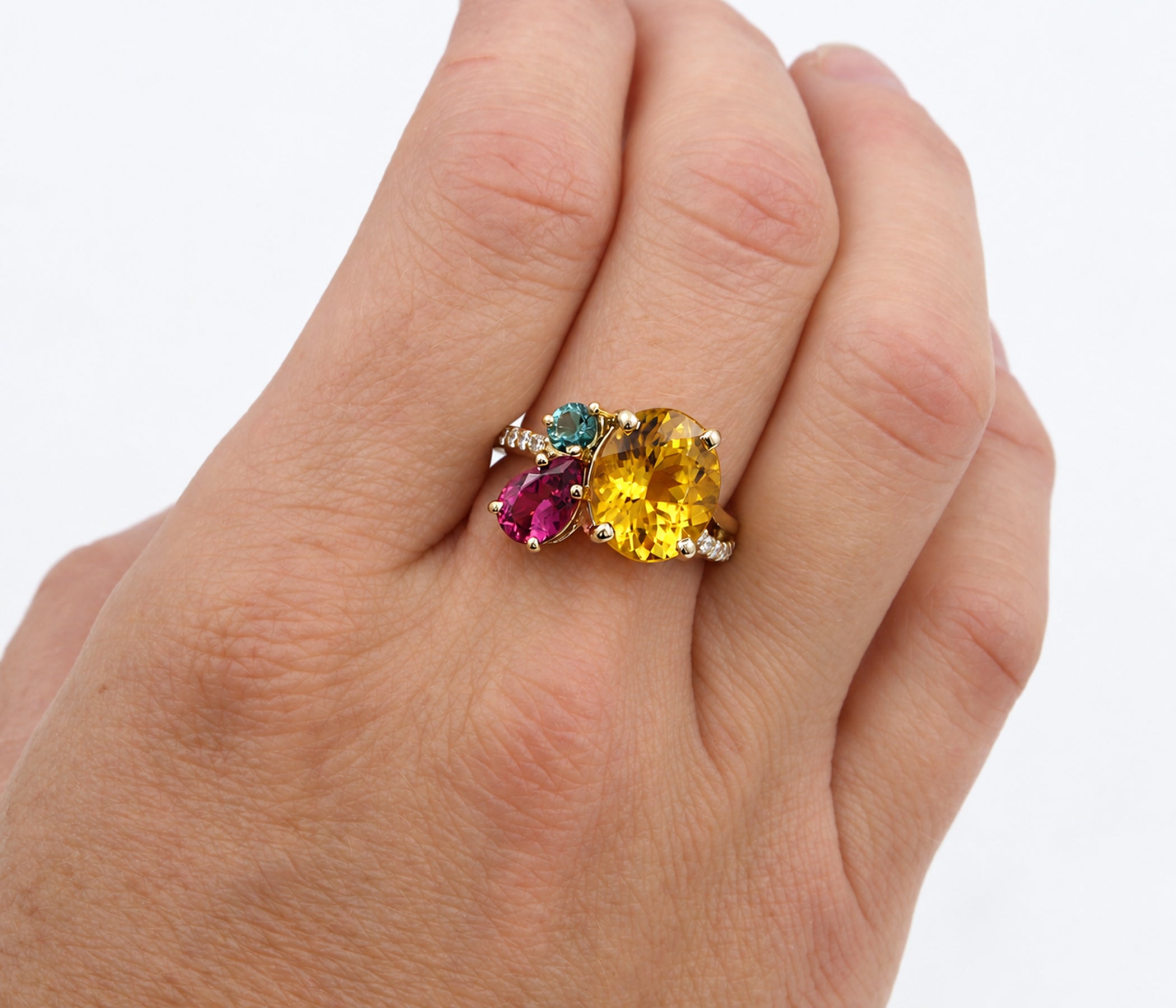 Colorful Tourmaline Diamond Gold Ring