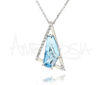 Triangular Aquamarine Diamond Necklace