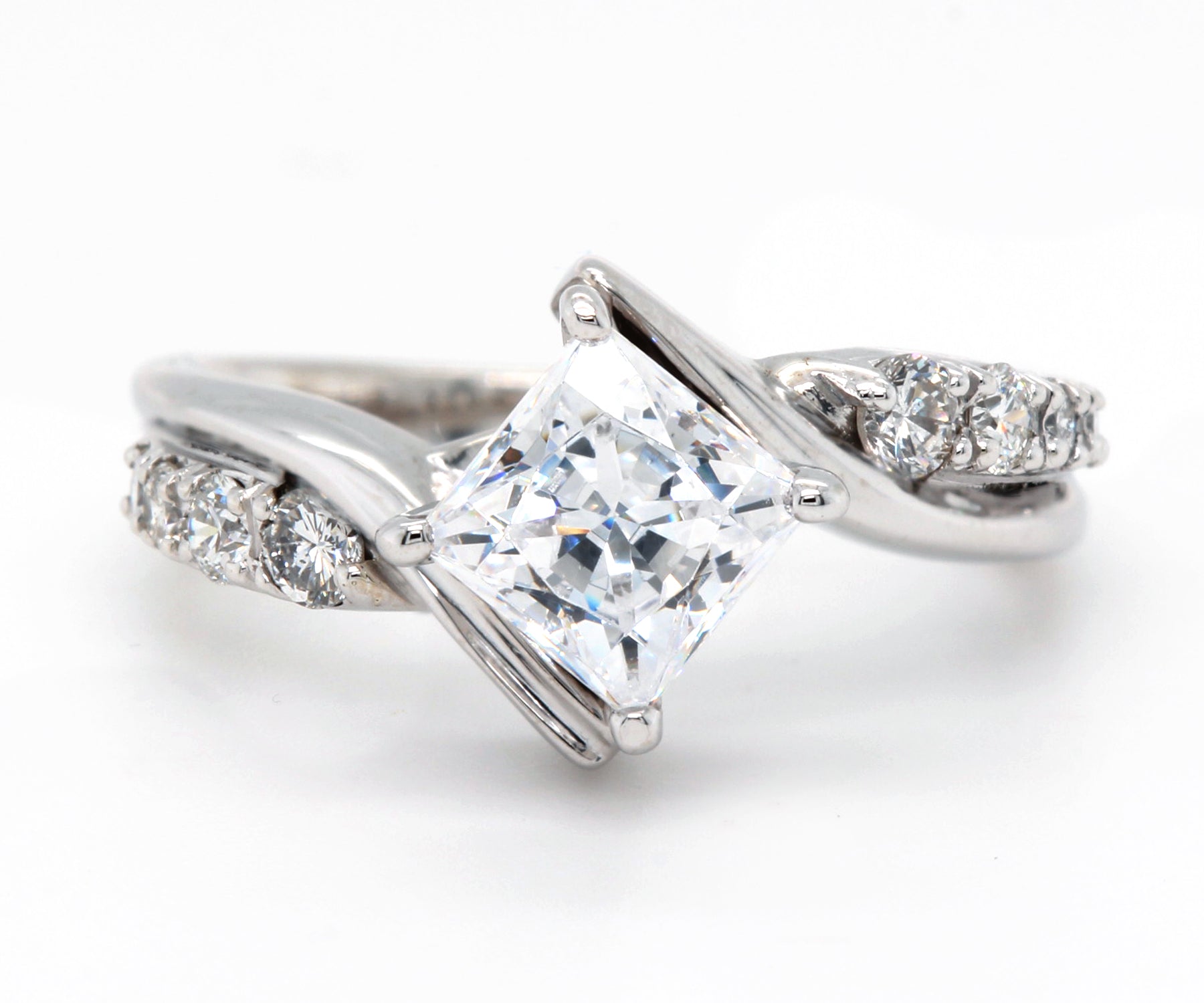 Twisted Contemporary Princess Diamond Engagement Ring