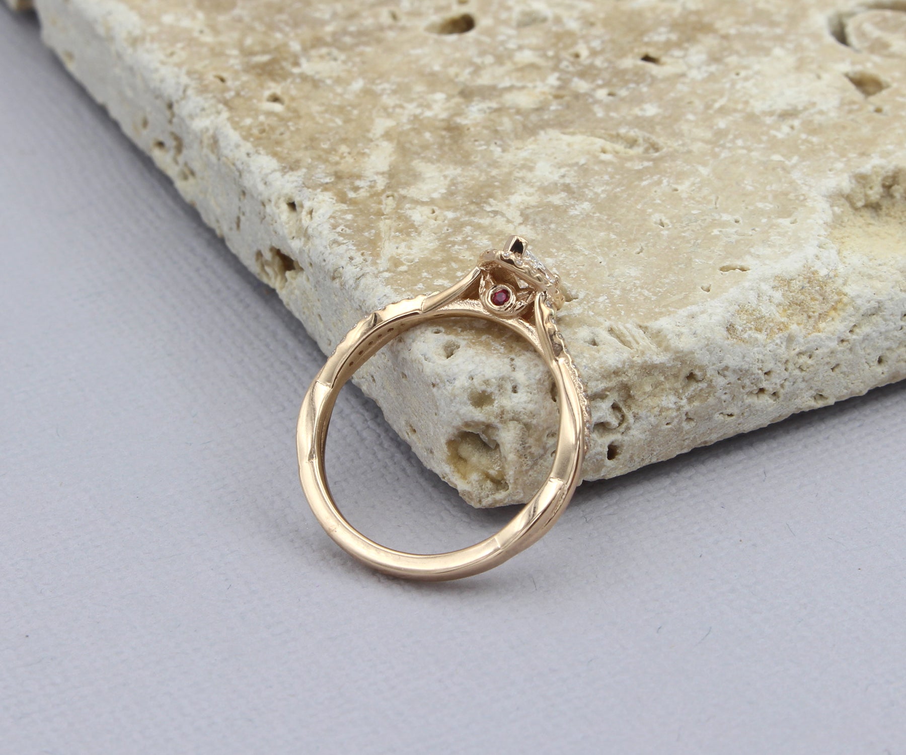 Pear Halo Twist Rose Gold Engagement Ring
