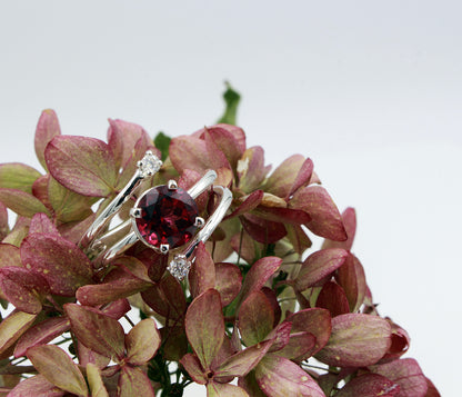 Spiral Red Topaz Moissanite Ring