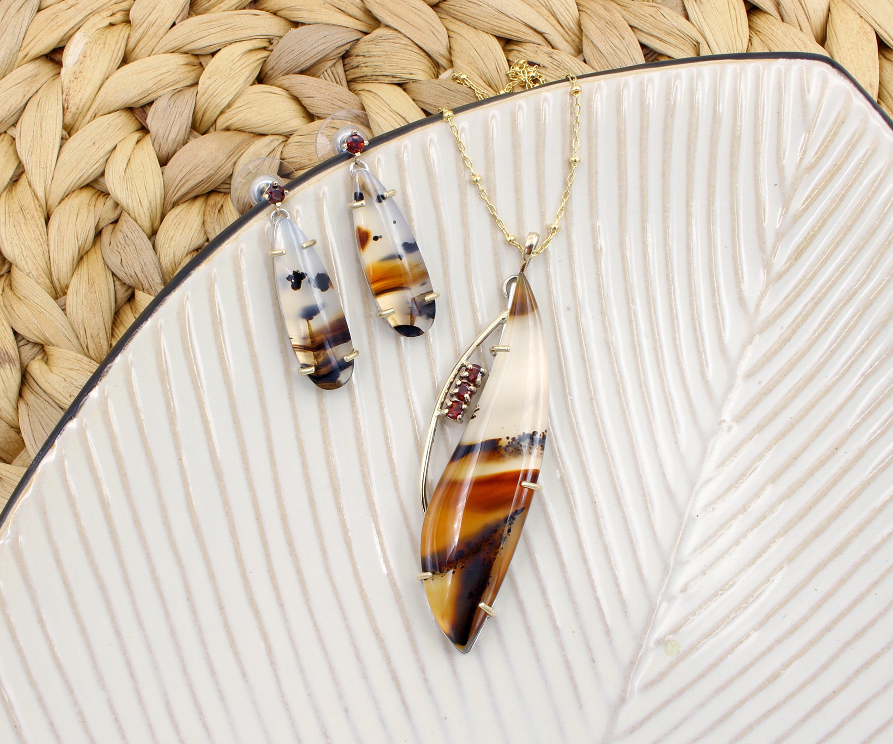 Wild Cat Montana Agate Freeform Jewelry Set