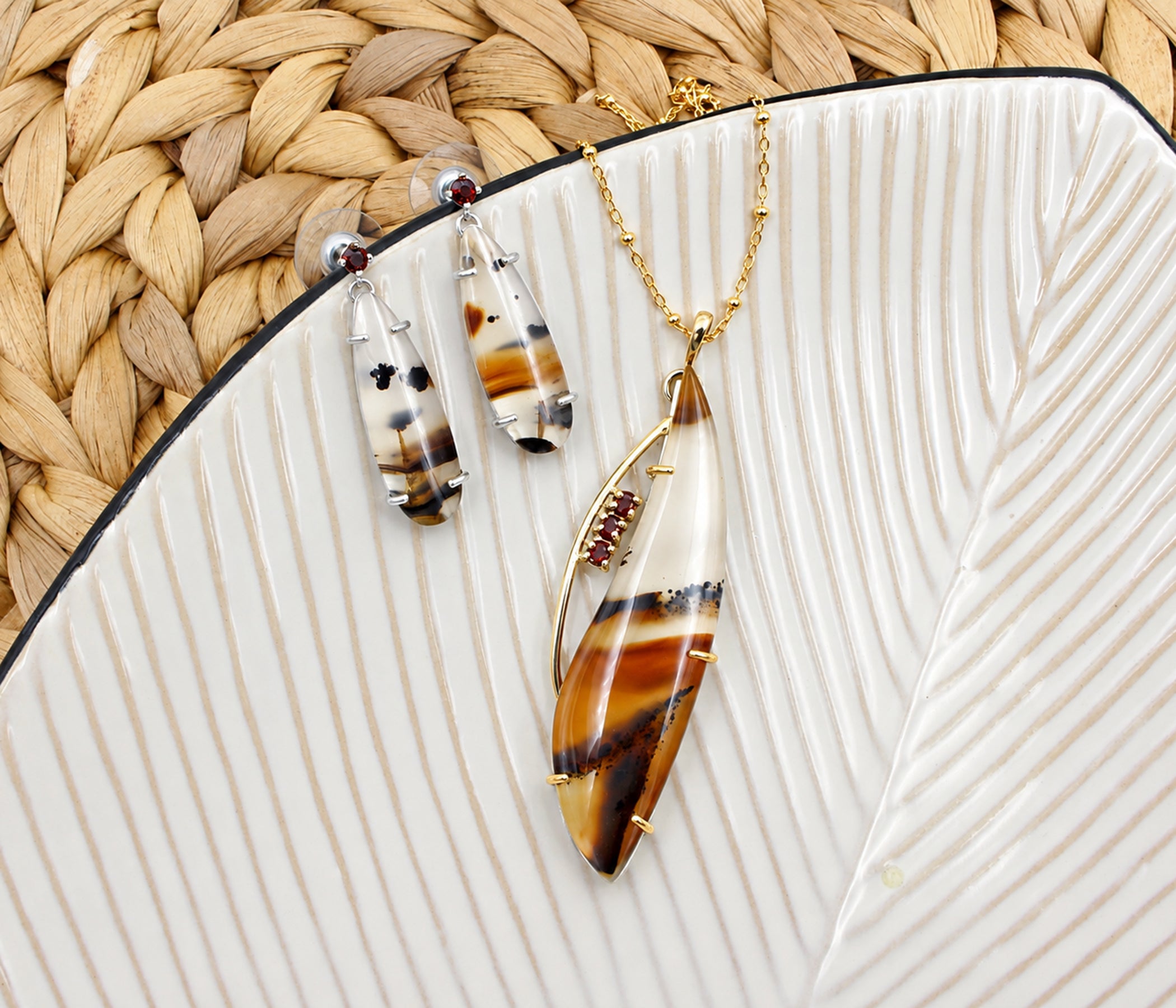 Wild Cat Montana Agate Freeform Jewelry Set