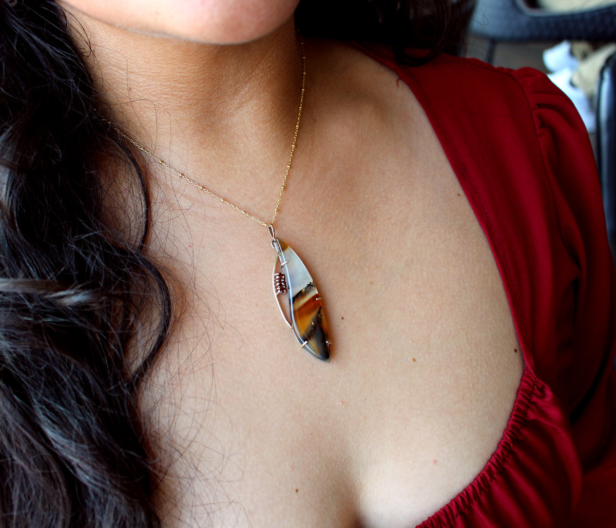 Conjunto de joyas de forma libre de ágata Montana de Wild Cat
