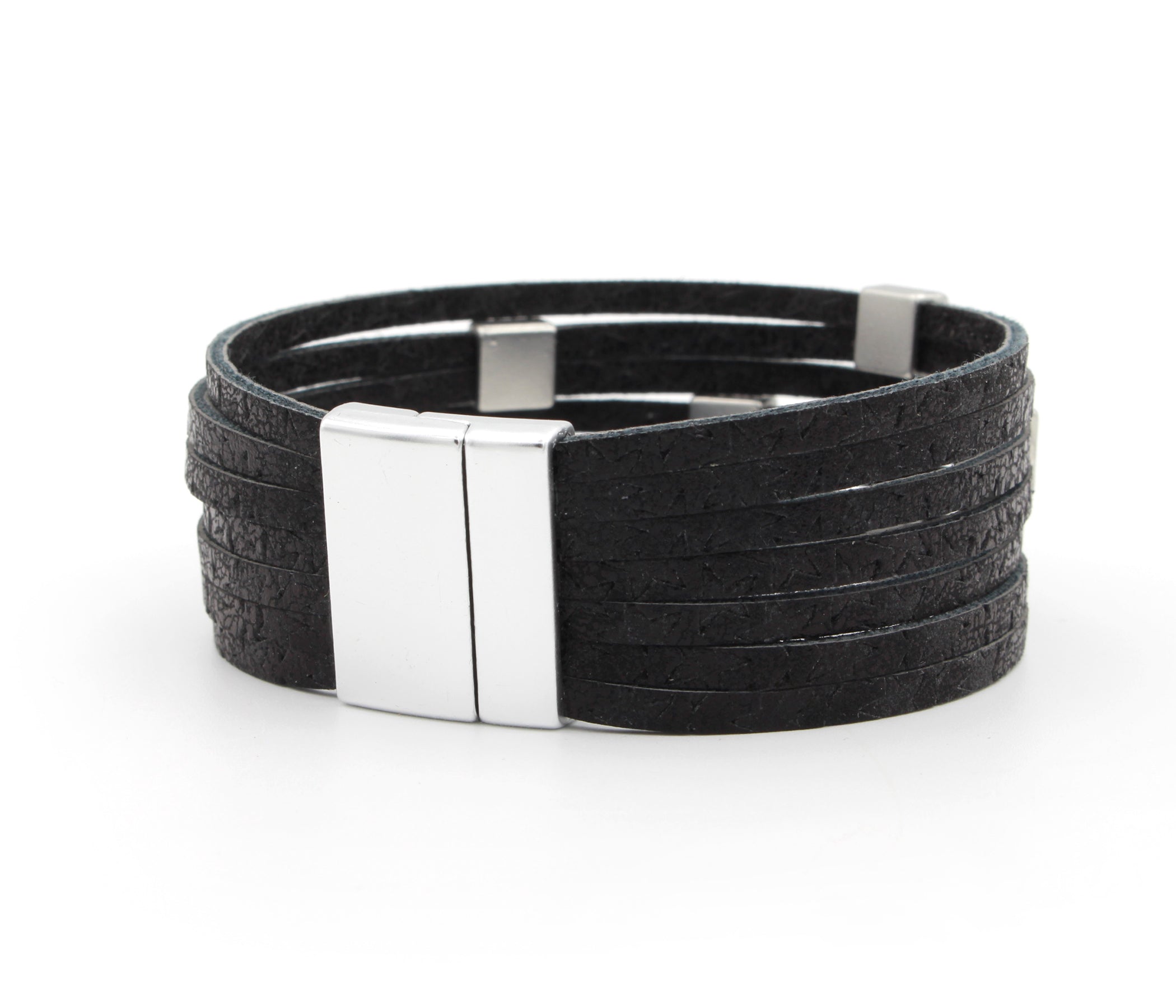 Elegante pulsera de cuero dorado y gris con estampado animal