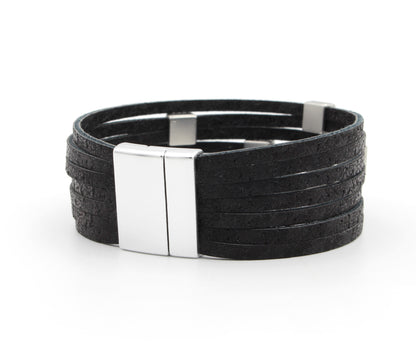Elegante pulsera de cuero dorado y gris con estampado animal