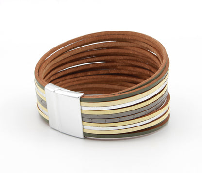 Pulsera de cuero con barra negra