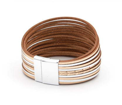 Pulsera de cuero con barra negra