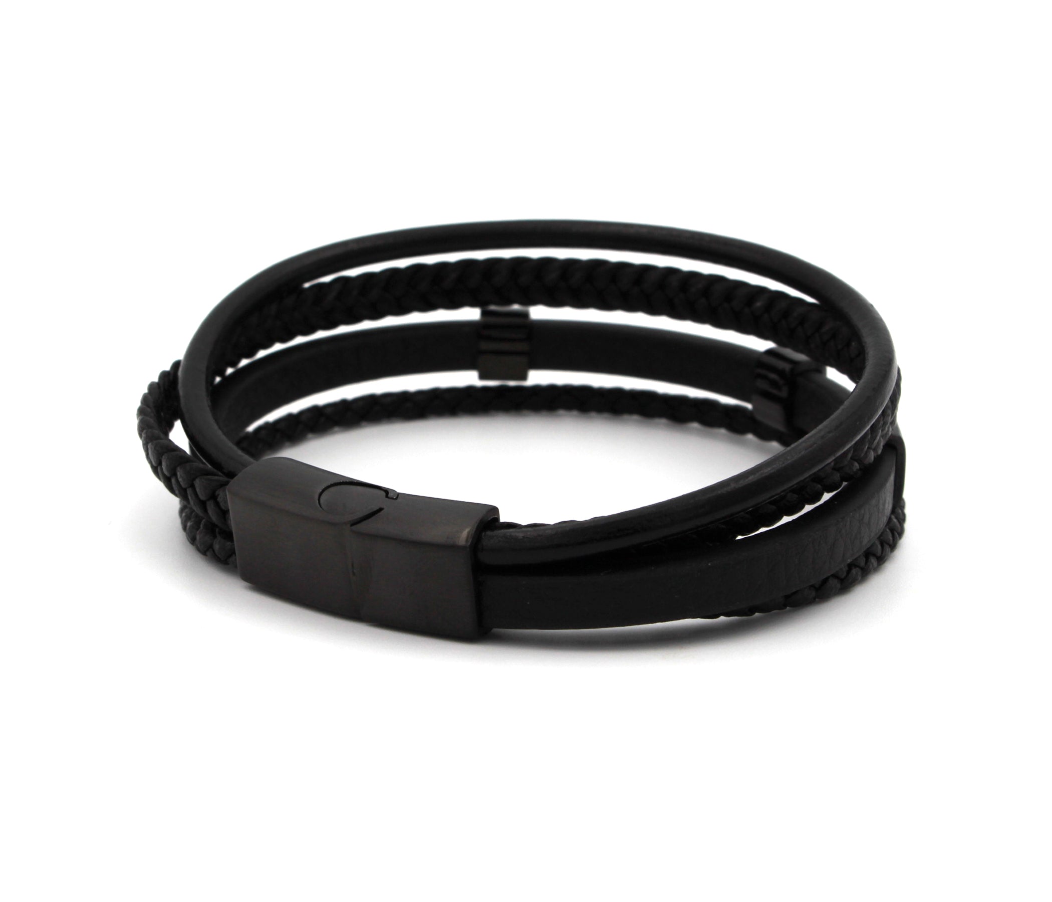 Pulsera de cuero con barra negra
