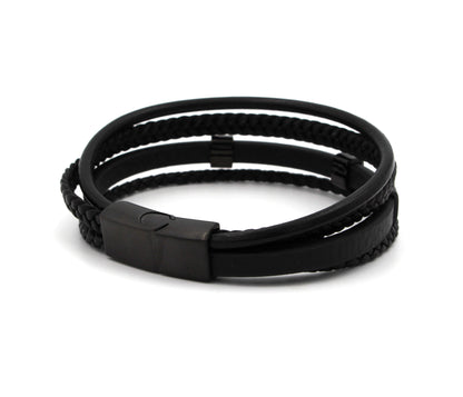 Pulsera de cuero con barra negra