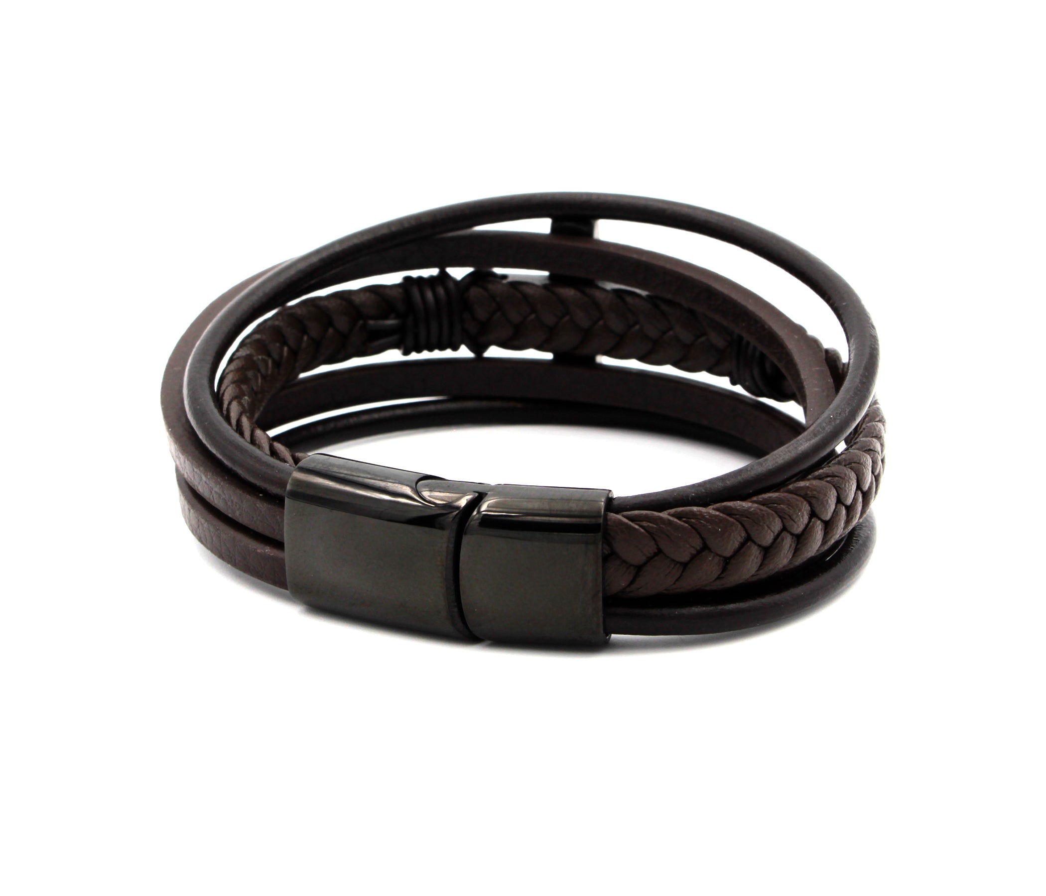 Pulsera de cuero con barra negra