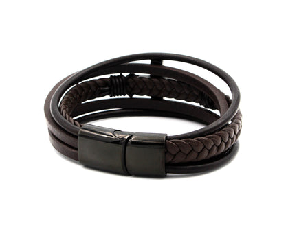 Pulsera de cuero con barra negra
