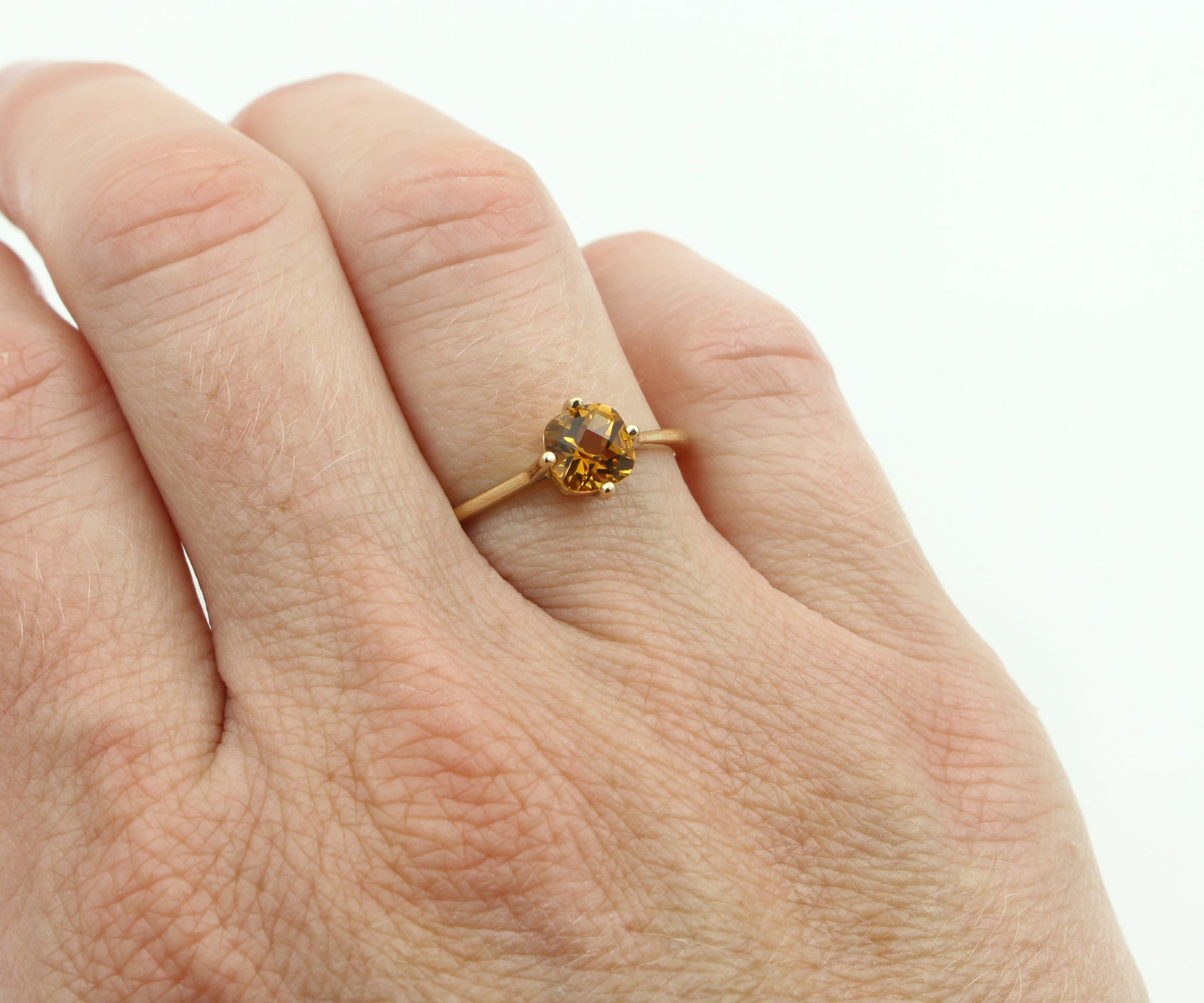 Antique Yellow Citrine Solitaire Ring