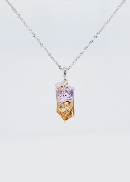 Fancy Cut Ametrine Two Tone Angular Necklace