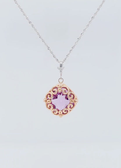 Collar de amatista y diamantes en espiral