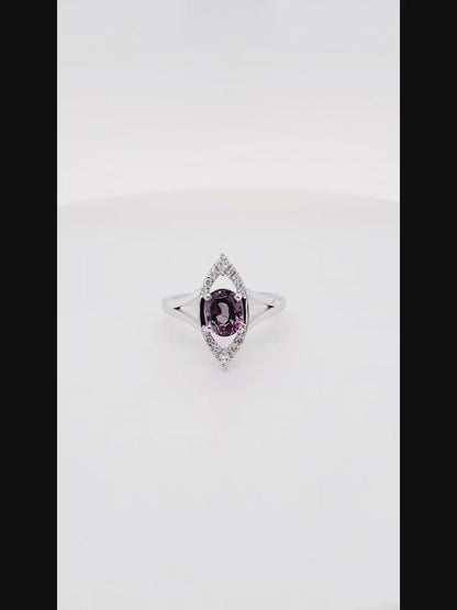 Color Changing Garnet Art Deco Diamond Ring
