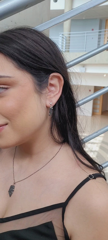 Angular Meteorite Necklace Matching Earrings