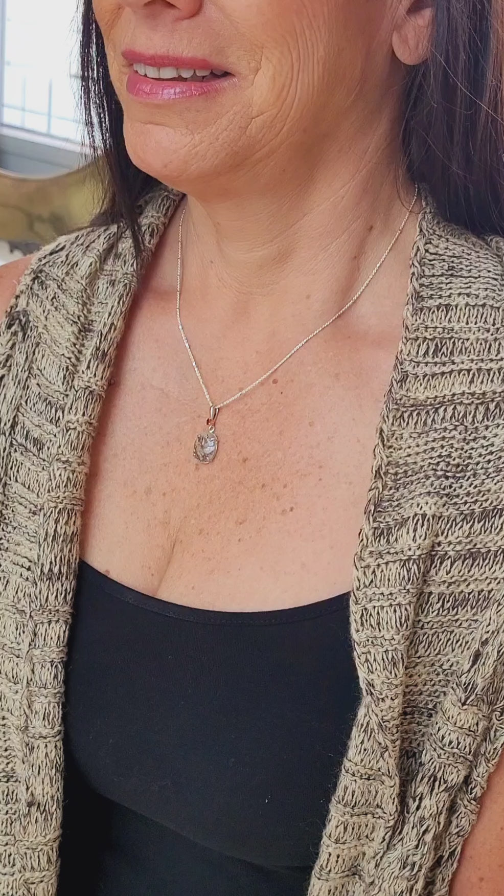 Dendritic Quartz Floral Small Oval Citrine Necklace