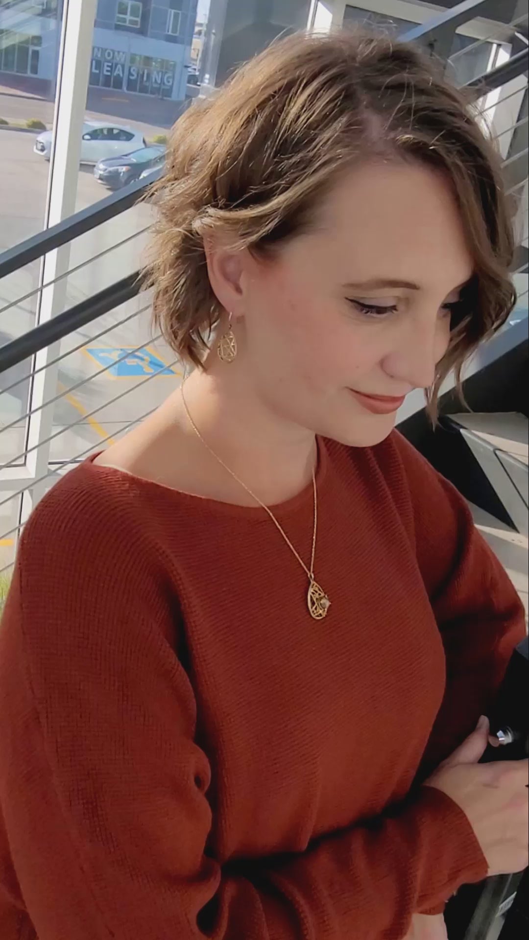 Golden Sphene and Citrine Weave Teardrop Necklace