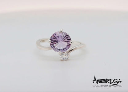 Starburst Pink Topaz Bypass Moonstone Ring