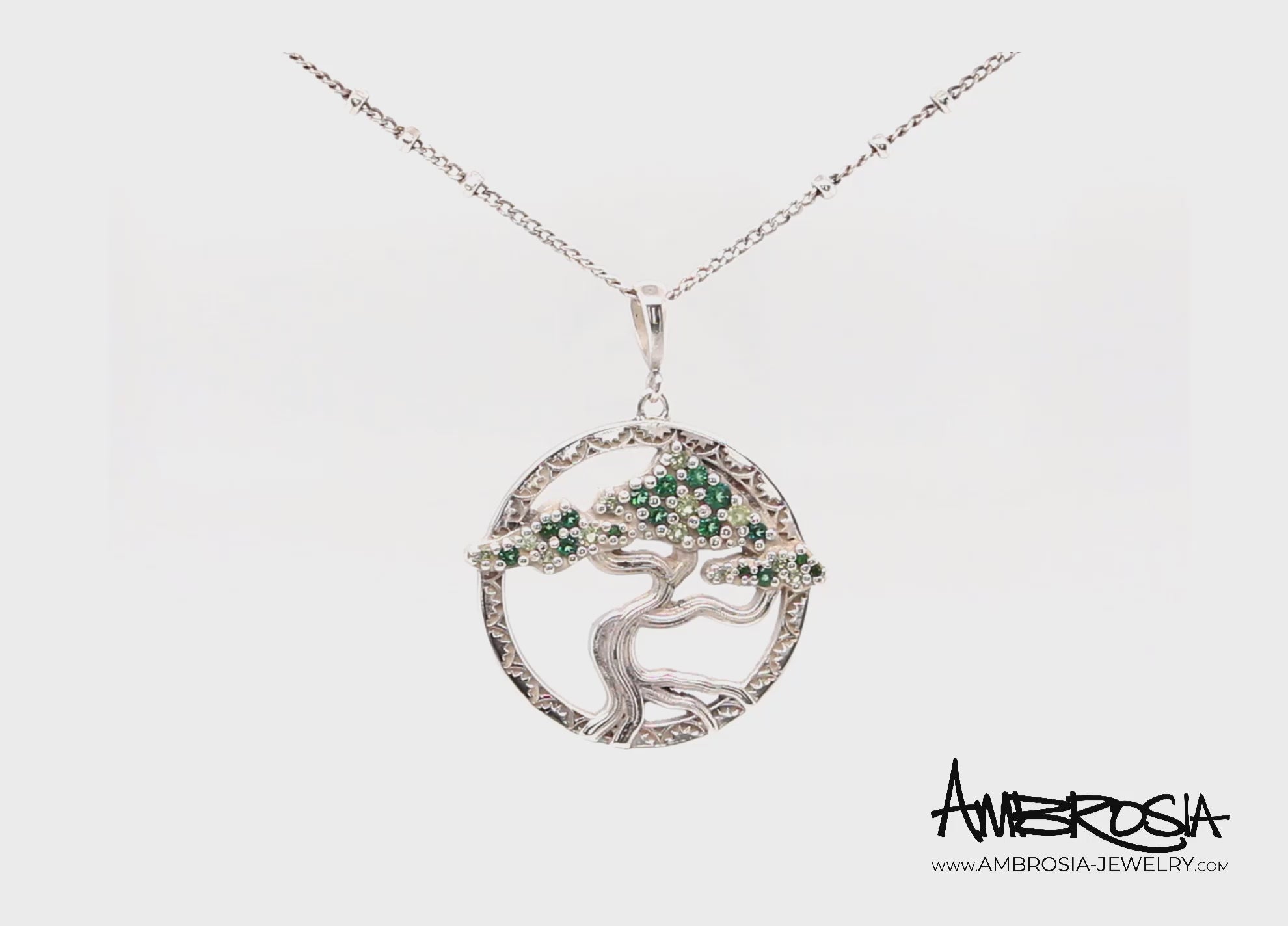 Green Garnet Peridot Bonsai Tree Necklace
