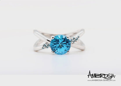 Criss Cross Starburst Blue Topaz Ring
