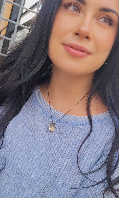 Rutilated Quartz Small Square Ombre Necklace