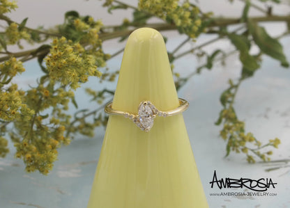 Dainty Marquise Diamond Bypass Ring