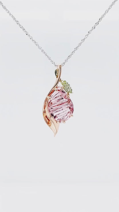 Romantic Morganite Rose Gold Leaf Necklace