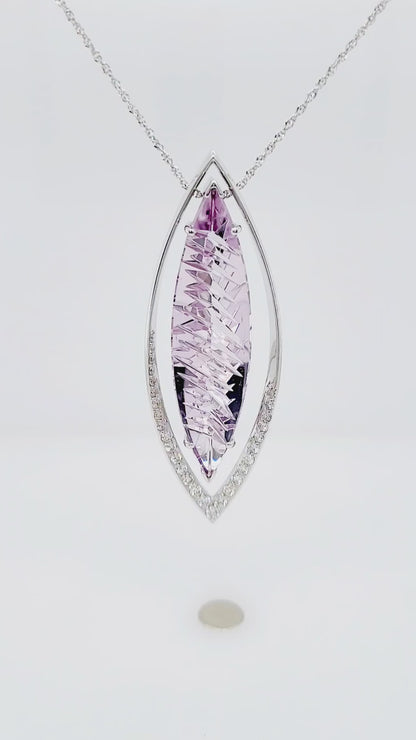 Double Marquise Statement Diamond Amethyst Necklace