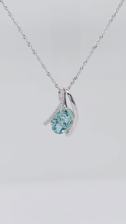 Freeform Green Aquamarine Diamond Necklace