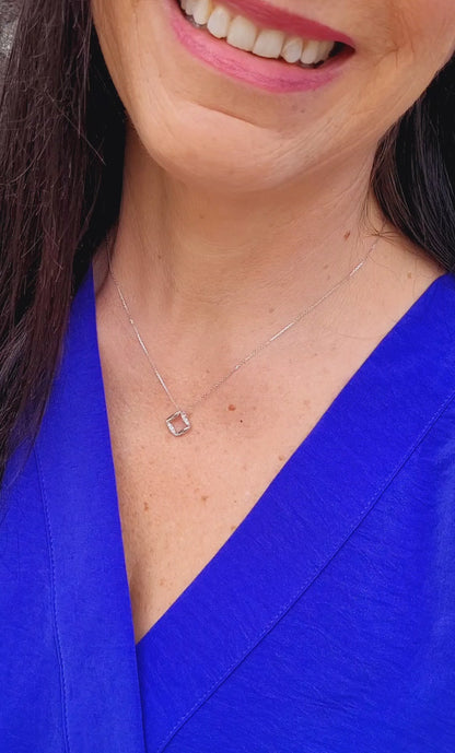 Fancy Open Square Small Diamond Necklace