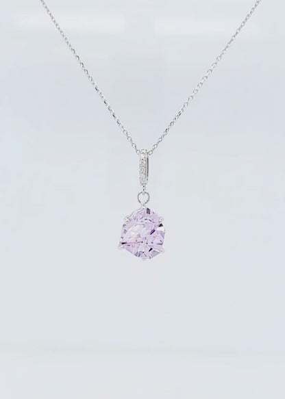 Collar de diamantes y amatista rosa de corte angular