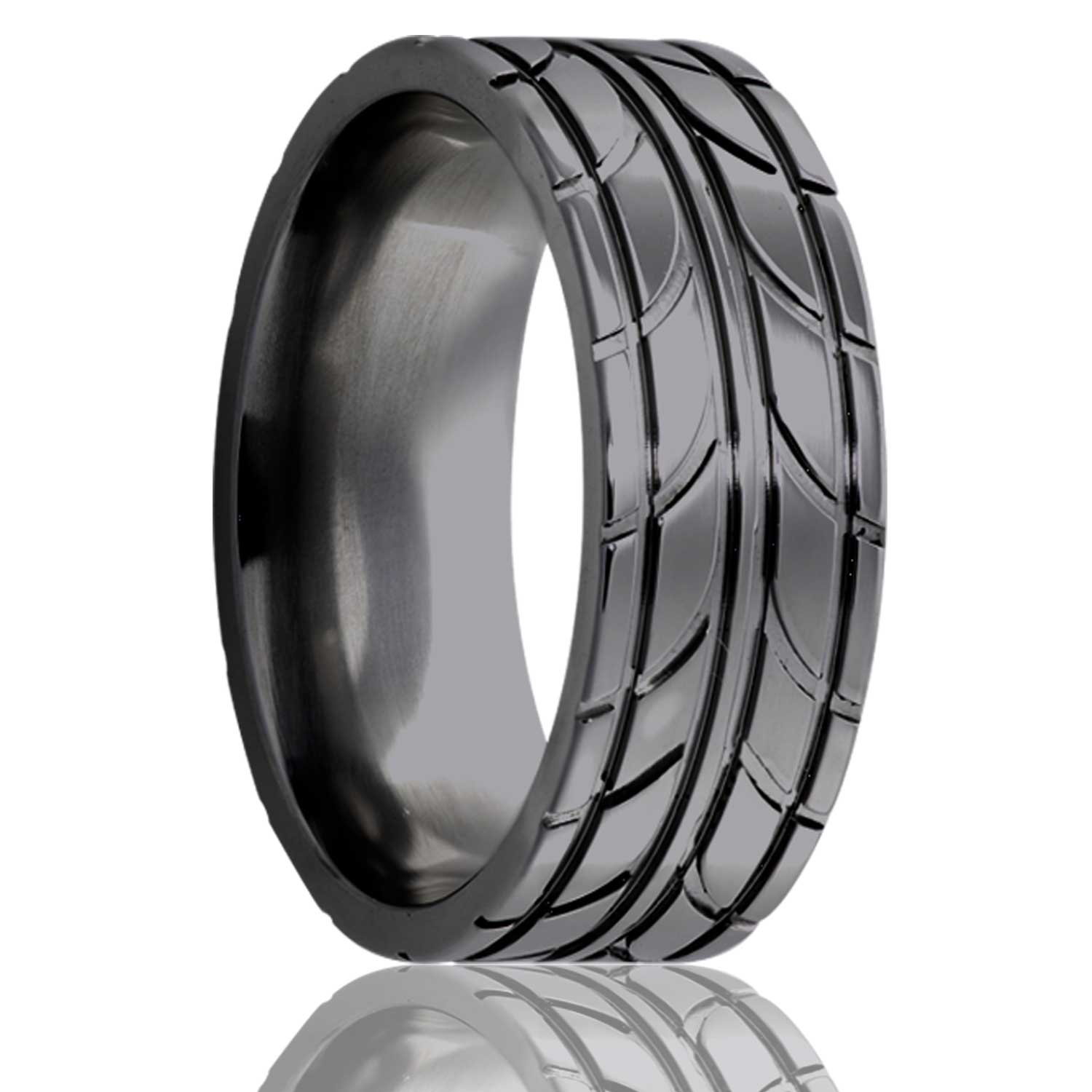 Flat Zirconium ring with a milled pattern