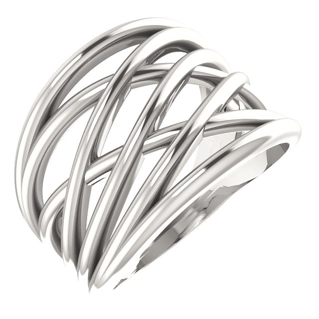 Wide MultiRow Contemporary Mothers Birthstone Family Silver Ring