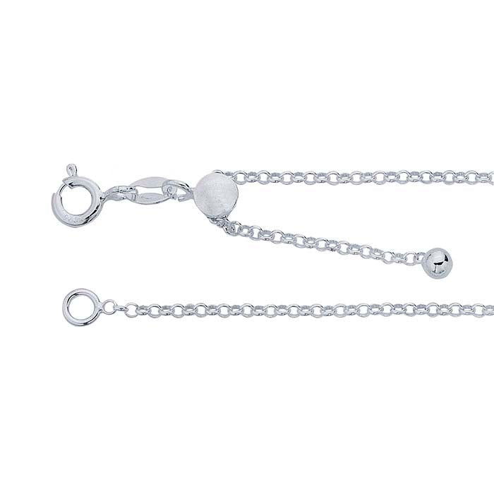 Adjustable Length Silver 1.6mm Cable Chain