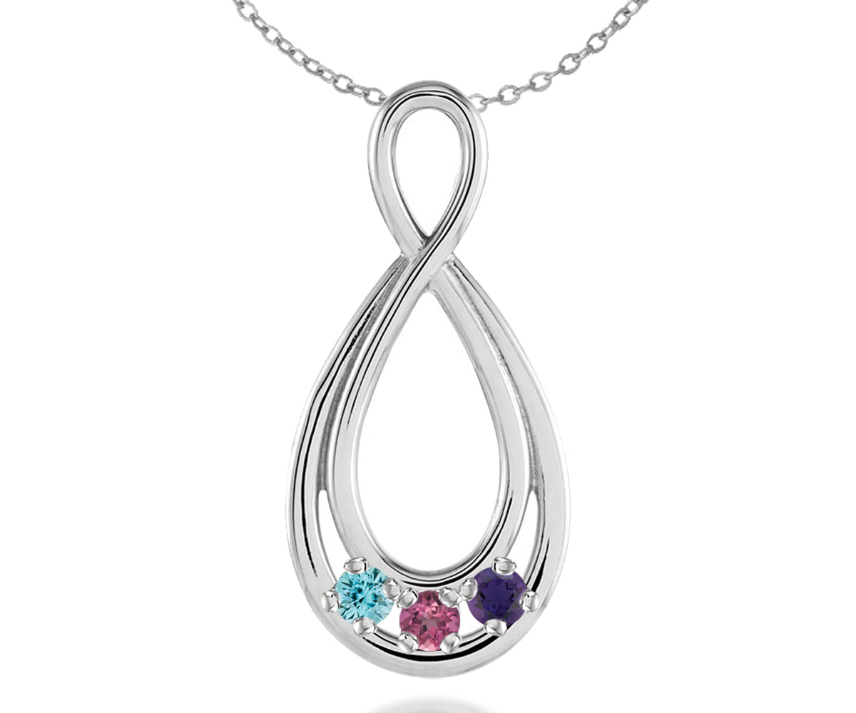 Collar familiar con piedra natal y doble lágrima