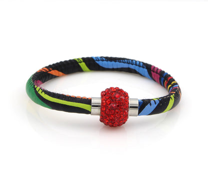 Sparkling Red Multicolor Leather Single Bracelet